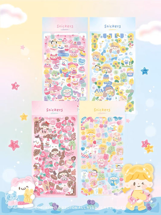 Molinta delicious food theme no border colorful girl sticker set 8(all 4)