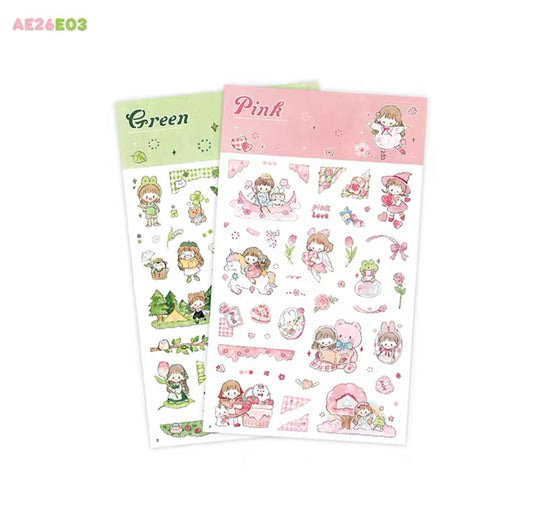 Molinta colorful sticker pack(pink green)