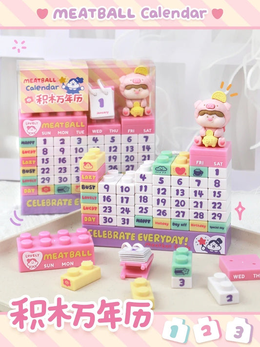 Meatball ă2023 new year rabbităseries blocks perpetual calendar