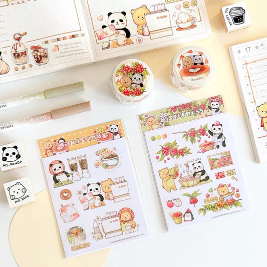 Ever&Ein bear cafe milk & candy and bitterness washitape and sticker pack