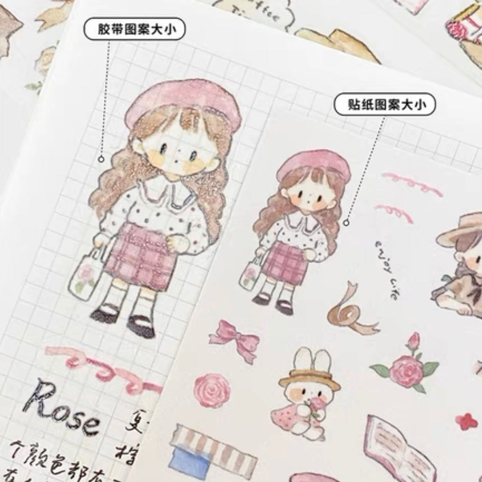 Molinta ootd retro flower washitape and sticker pack