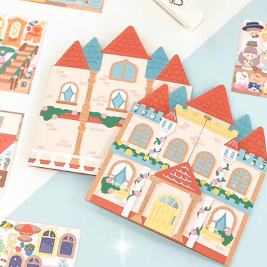 Molinta rose castle garden scene sticker set