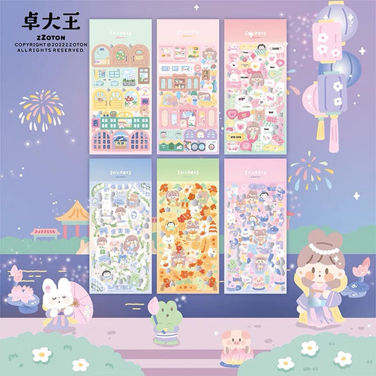 Molinta no border colorful girl sticker set 4(all 6)including 2 organ sticker