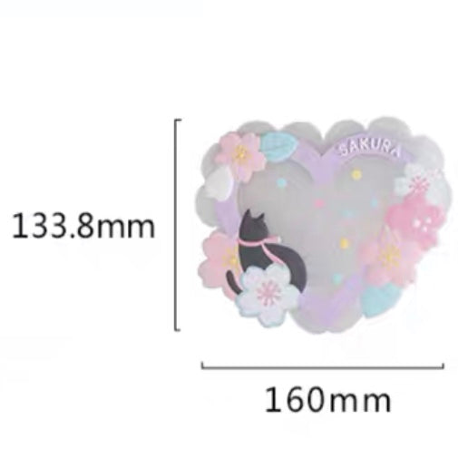 Sakura Dream theme sakura with black cat cup mat