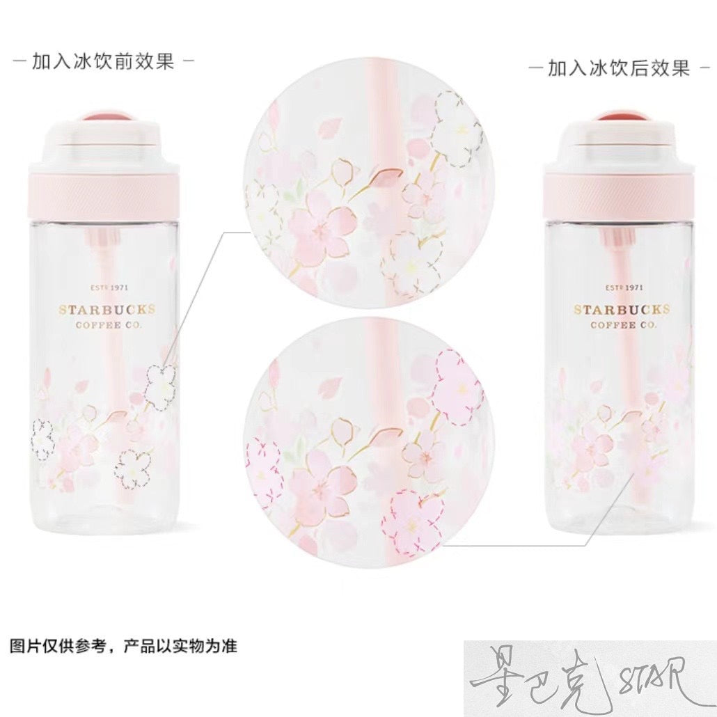 Starbucks China 2022 Sakura Season 520ml white & pink sakura discoloration straw cup