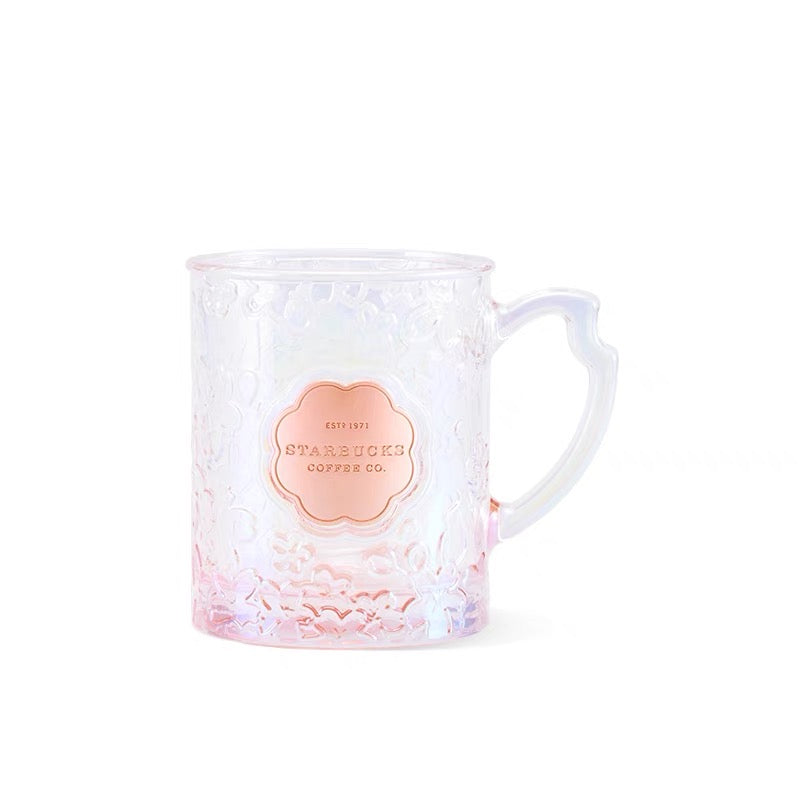 Starbucks China 2022 Sakura Season 355ml pink sakura glass cup