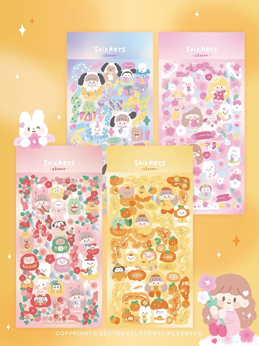 Molinta no border colorful girl sticker set 6(all 4)