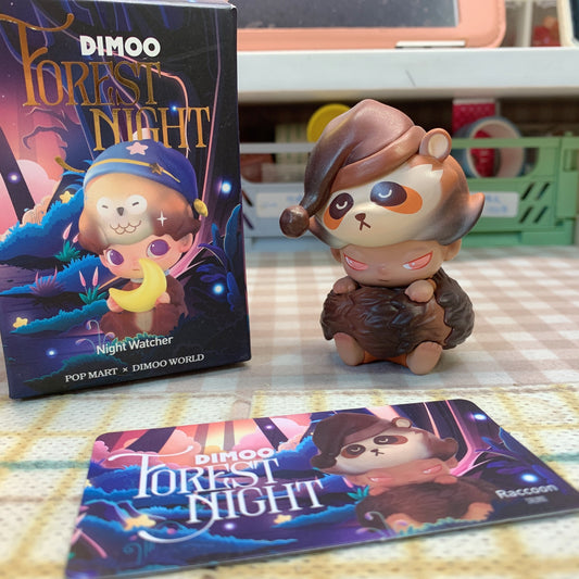 ćPRELOVED and SALE ćPOPMART Dimoo blind box toy Forest Night series Raccoon