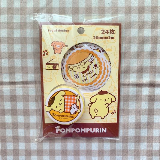 sanrio pompompurin sticker pack with washitape set