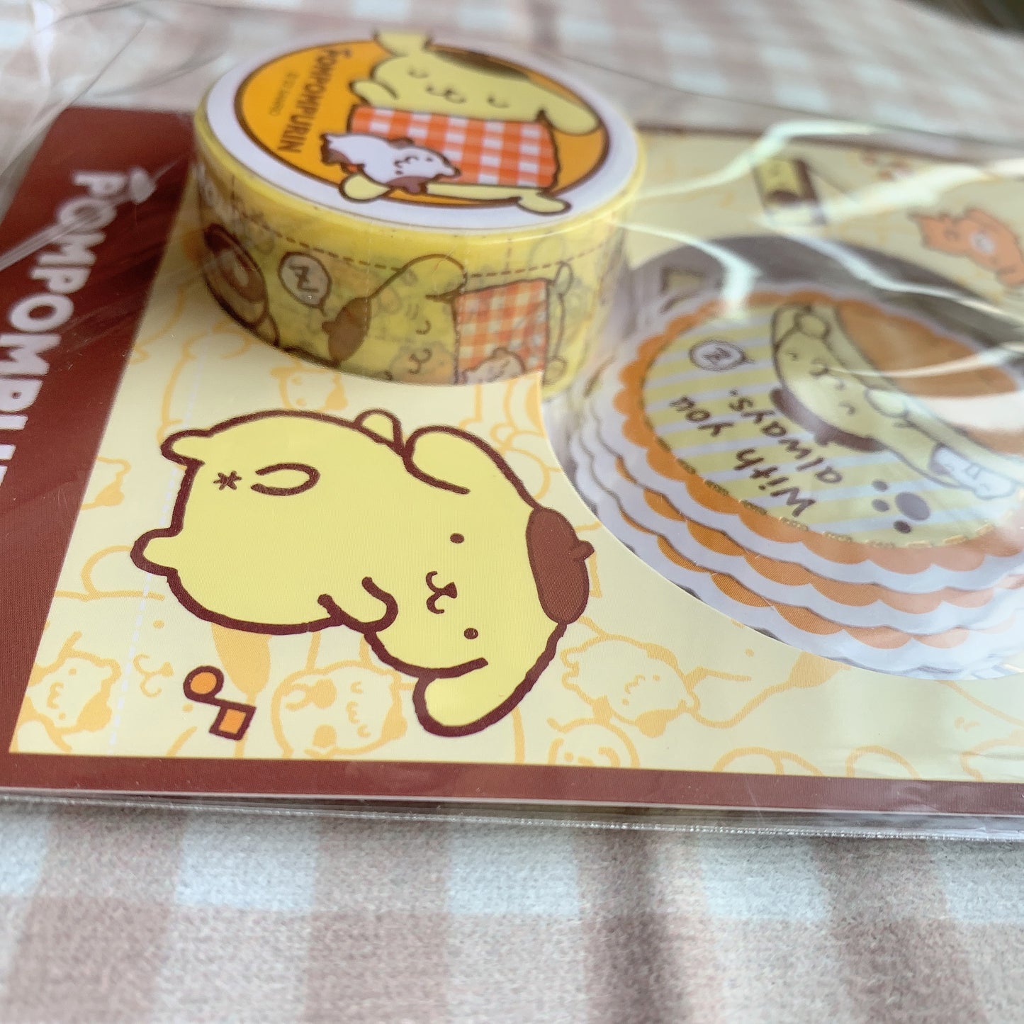 sanrio pompompurin sticker pack with washitape set