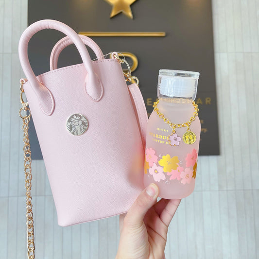 Starbucks China 2021 Sakura Season bag with glass set 1(square bag)