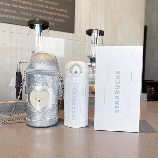 Starbucks China 350ml 2021 space bear vacuum cup with bear bag set