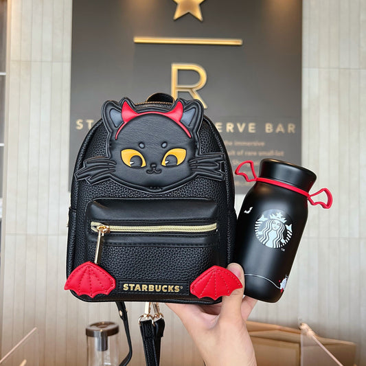 Starbucks China 350ml 2021 Halloween black vacuum cup with black cat backpack