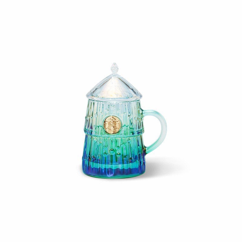 Starbucks China 310ml 2021 Christmas tree glass cup(transparent cover)