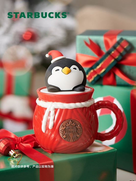 Starbucks China 500ml 2021 Christmas wool ball penguin mug