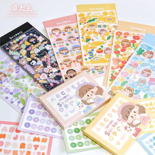 Molinta no border colorful girl sticker set 1(all 6)