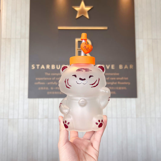 Starbucks China 700ml 2022 new year tiger series tiger glass straw cup