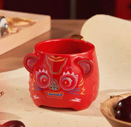 Starbucks China 355ml 2022 new year tiger series Chinese traditional red tiger ceramics mug