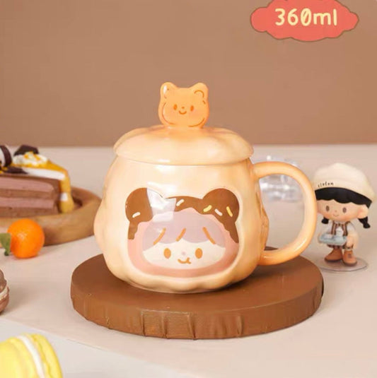 Molinta 360ml ćBaking Parkćseries stationery ceramics mug with cup cover