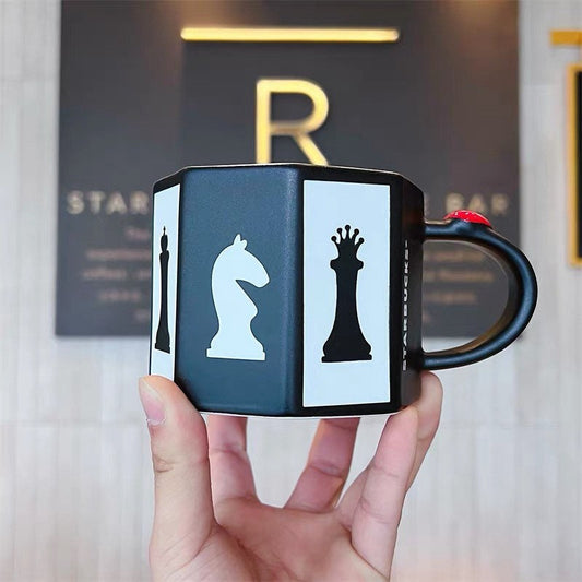 Starbucks China 414ml Valentine‘s Day chess series white&black chess piece pattern ceramic mug