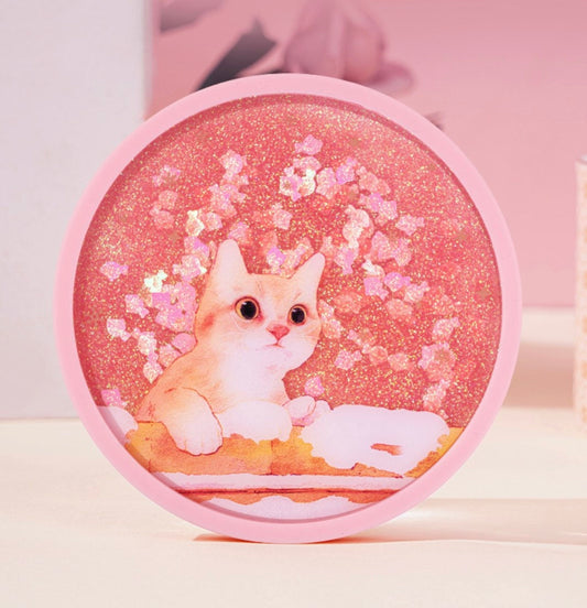 Beijing Forbidden city cat pink cup mat