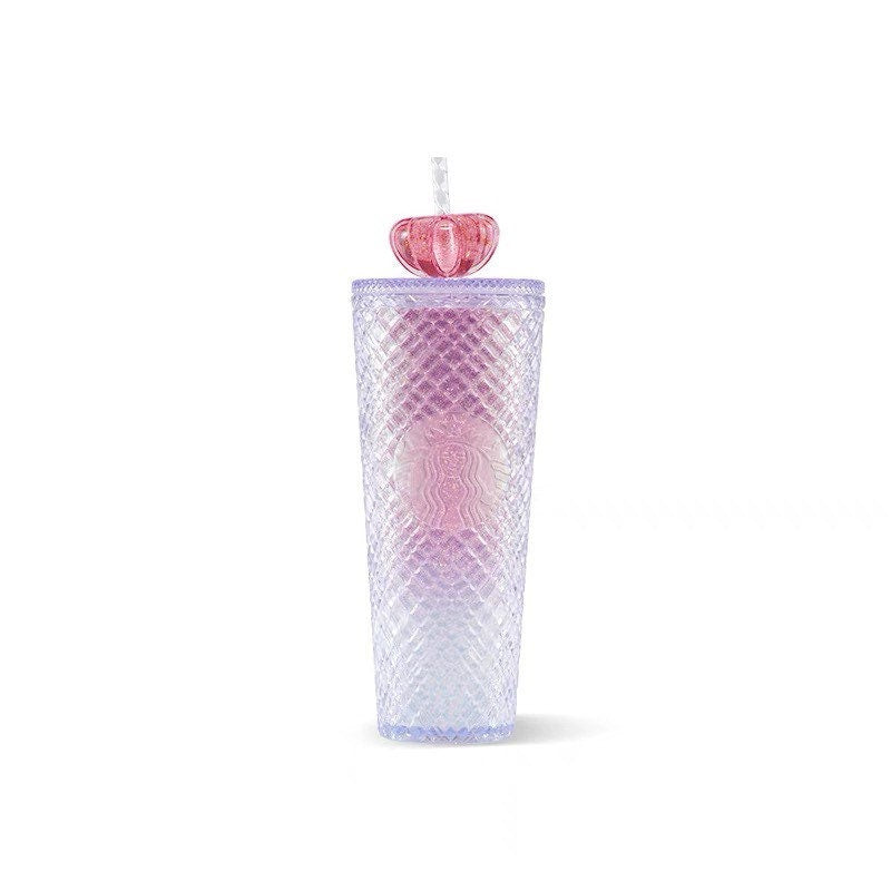 Starbucks China 710ml Valentine‘s Day series sparkling crown pink gradient double-layer straw cup