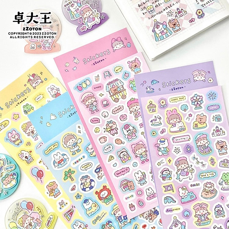 Molinta Amusement park theme colorful girl sticker set（all 4）