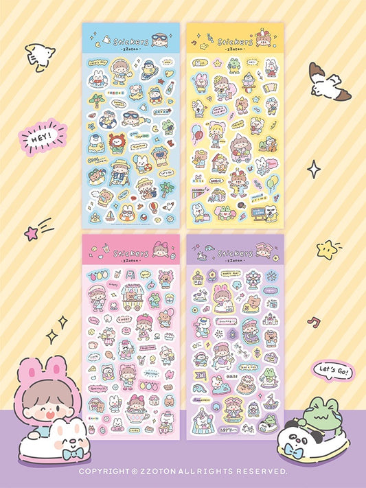 Molinta Amusement park theme colorful girl sticker set（all 4）