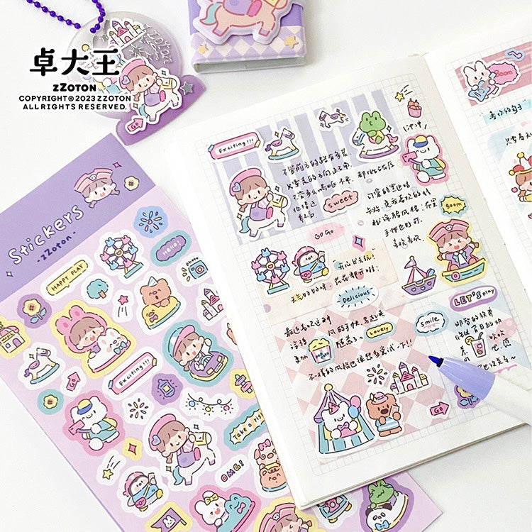 Molinta Amusement park theme colorful girl sticker set（all 4）