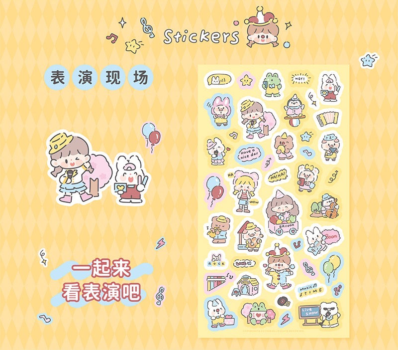 Molinta Amusement park theme colorful girl sticker set（all 4）