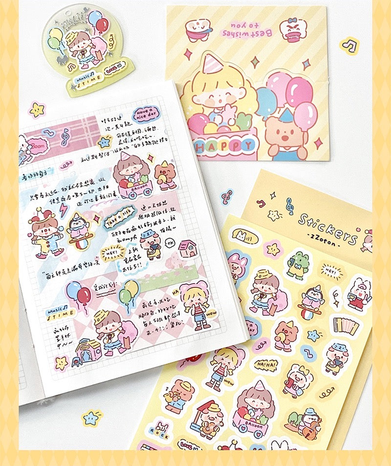 Molinta Amusement park theme colorful girl sticker set（all 4）