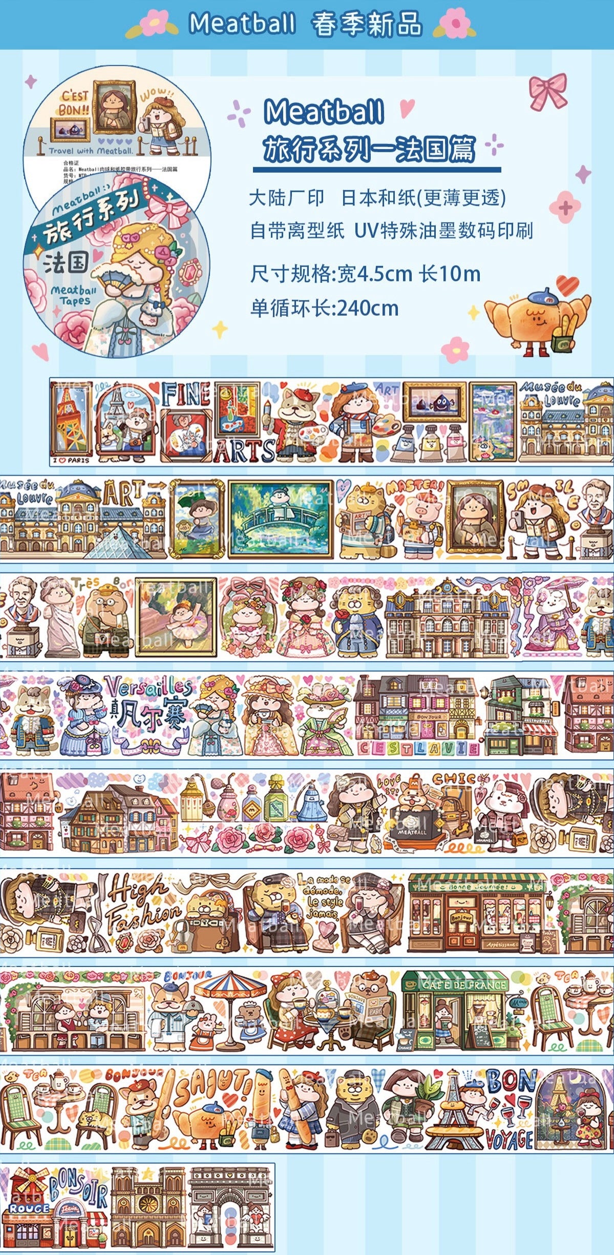 Meatball 「Travel」series 4 France washitape