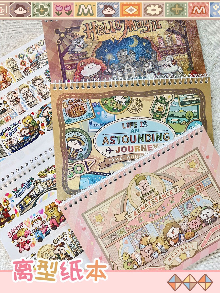 Meatball 「Travel」series 1 United Kingdom washitape and sticker holder book