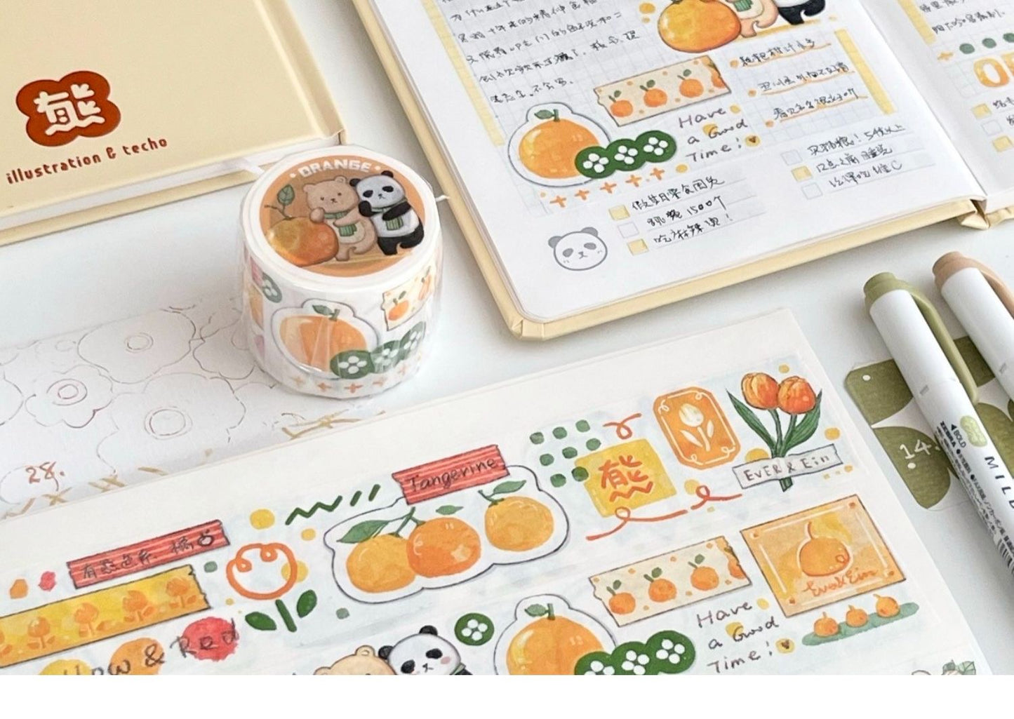 Ever&Ein colorful series washitape (green、orange、blue)