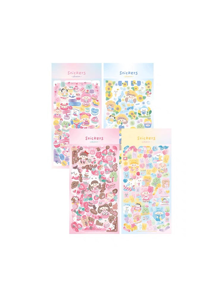 Molinta delicious food theme no border colorful girl sticker set 8（all 4）
