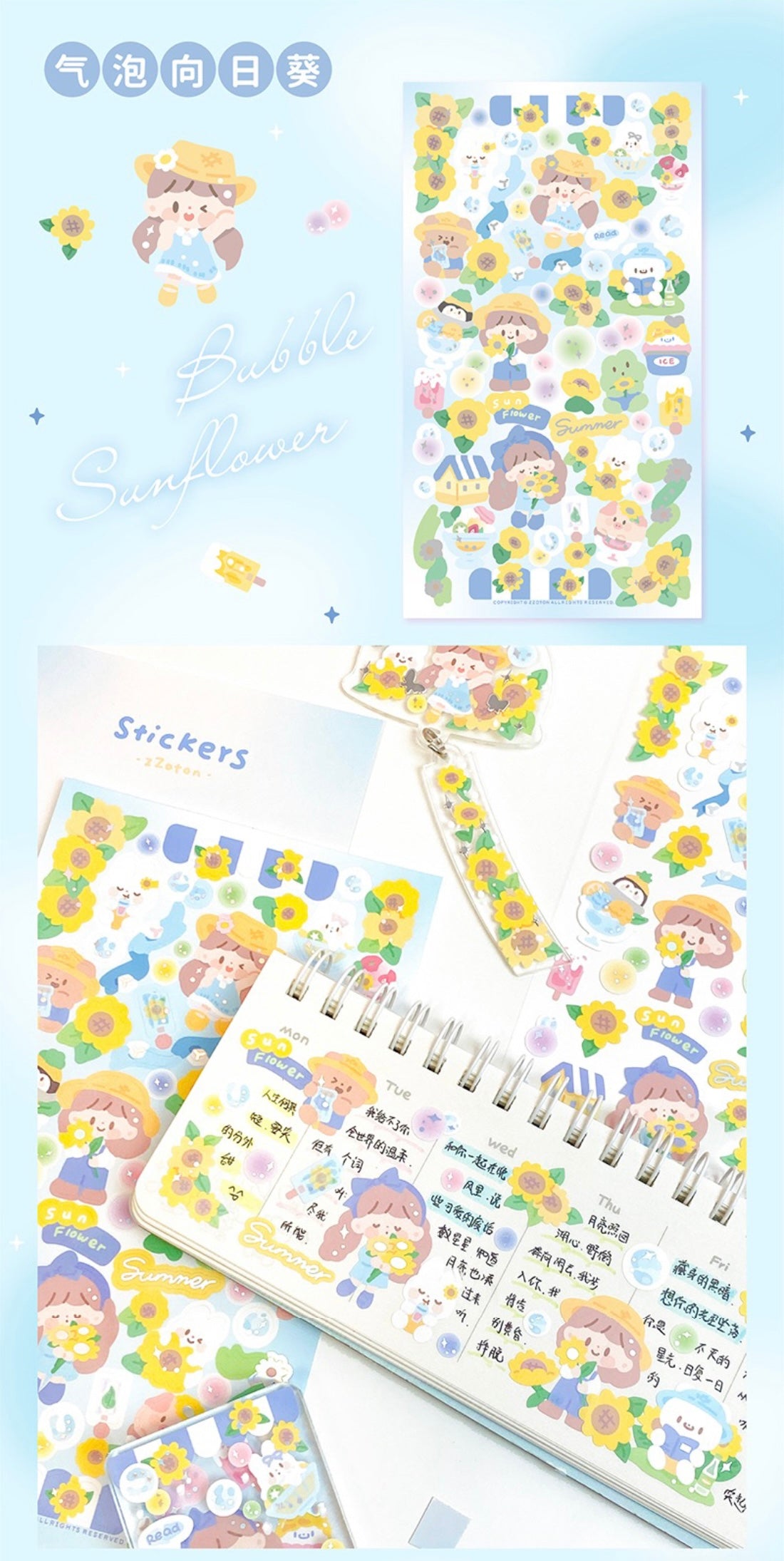Molinta delicious food theme no border colorful girl sticker set 8（all 4）