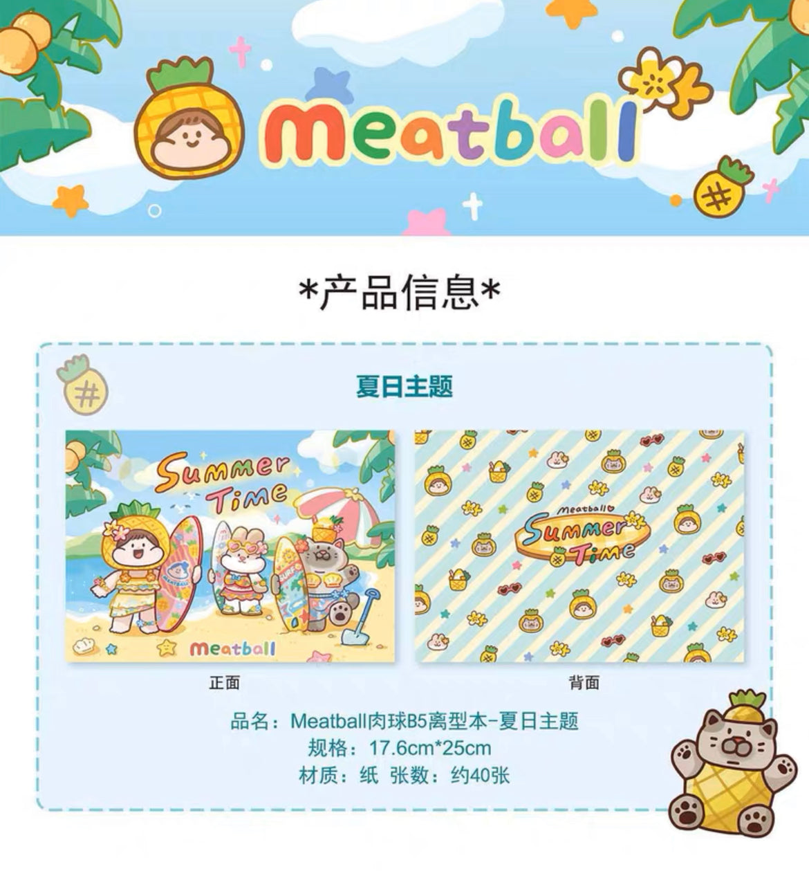 Meatball summer washitape and sticker holder book