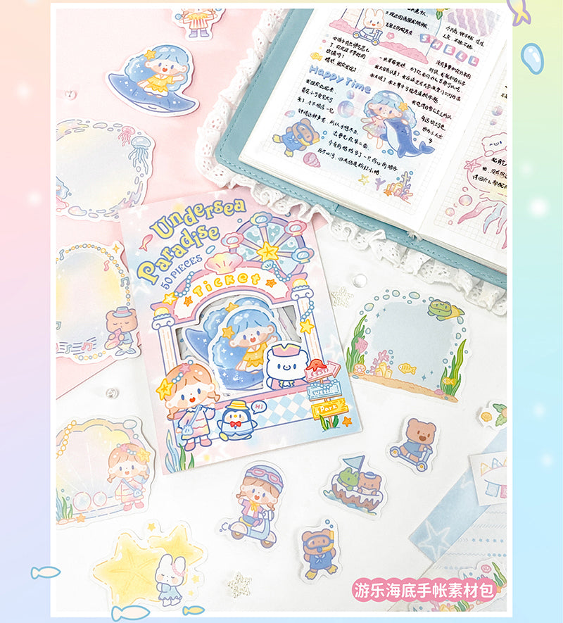 Molinta summer「Undersea Paradise」series washitape  sticker and journal paper pack