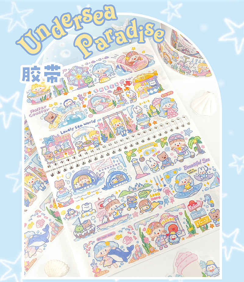 Molinta summer「Undersea Paradise」series washitape  sticker and journal paper pack