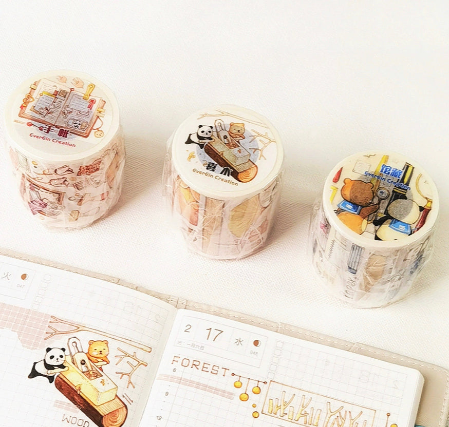 Ever&Ein journal & wood material &  library preservation washitape