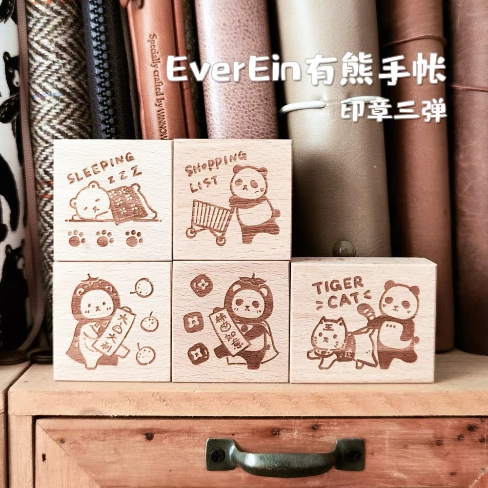 Ever&Ein panda and bear rubber stamp series