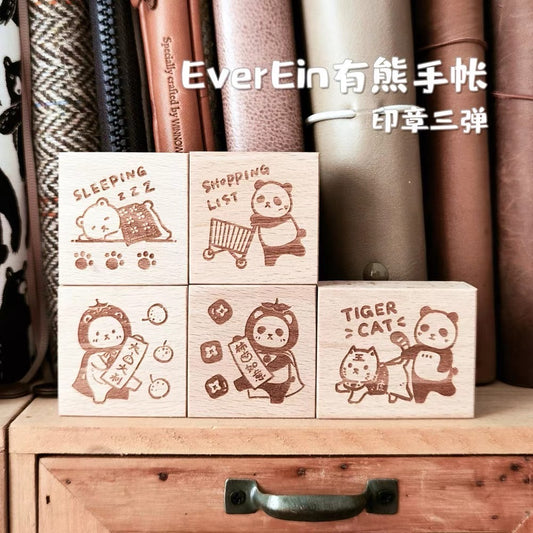 Ever&Ein panda and bear rubber stamp series