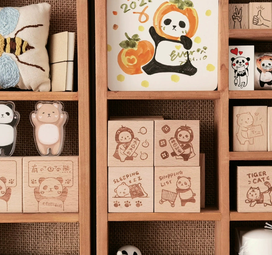 Ever&Ein panda and bear rubber stamp series