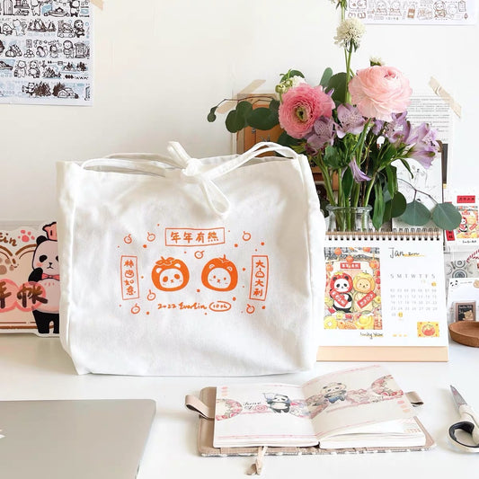 Ever&Ein panda and bear 2022 canvas bag