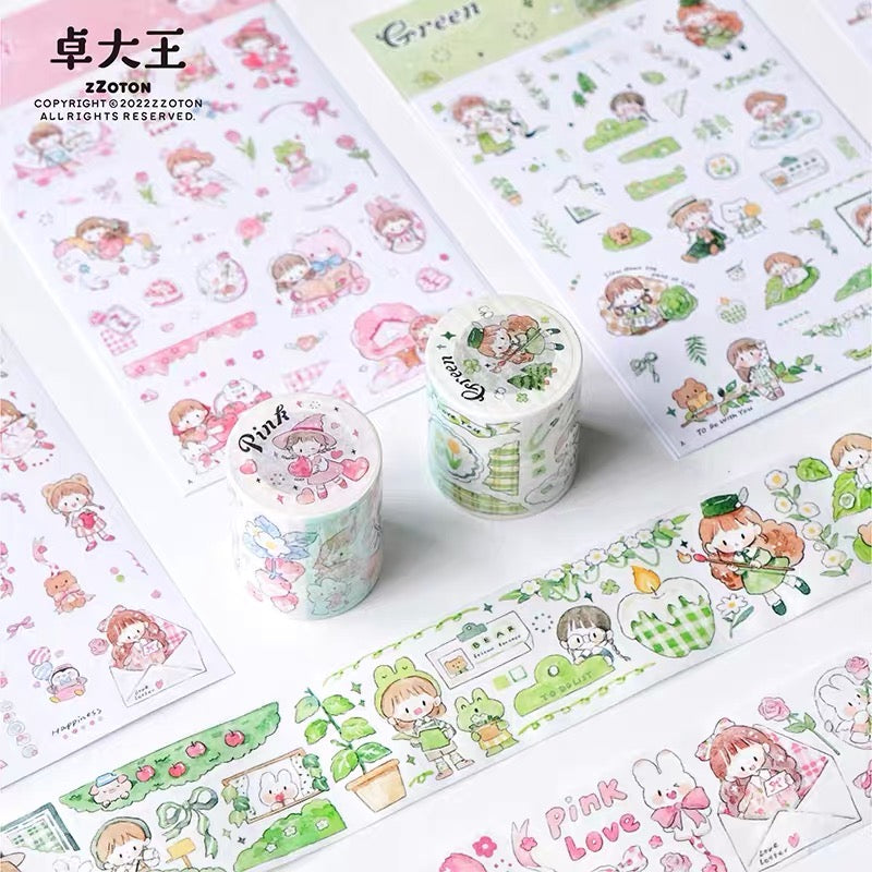 Molinta colorful washitape（pink green）