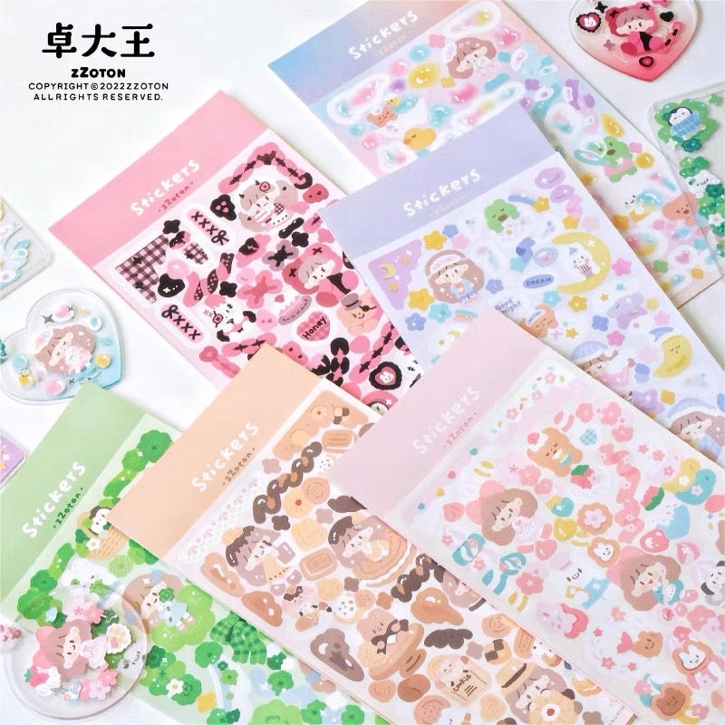 Molinta no border colorful girl sticker set 2（all 6）