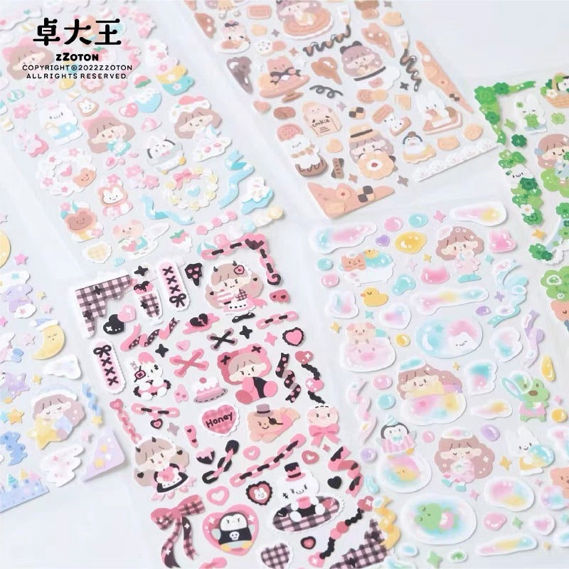 Molinta no border colorful girl sticker set 2（all 6）
