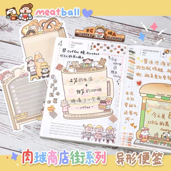 Meatball shop street series shaped memo pack