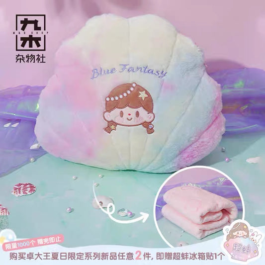 Molinta × M&G shop summer limited blue fantasy series gradient pillow with blanket