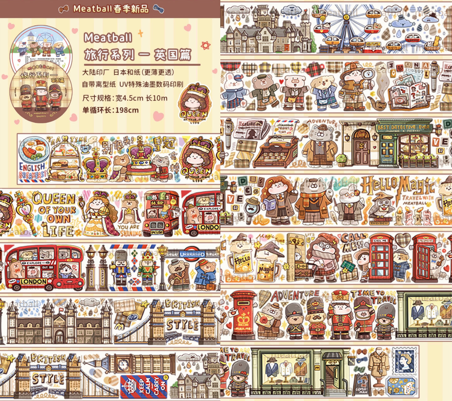 Meatball 「Travel」series 2 United Kingdom washitape